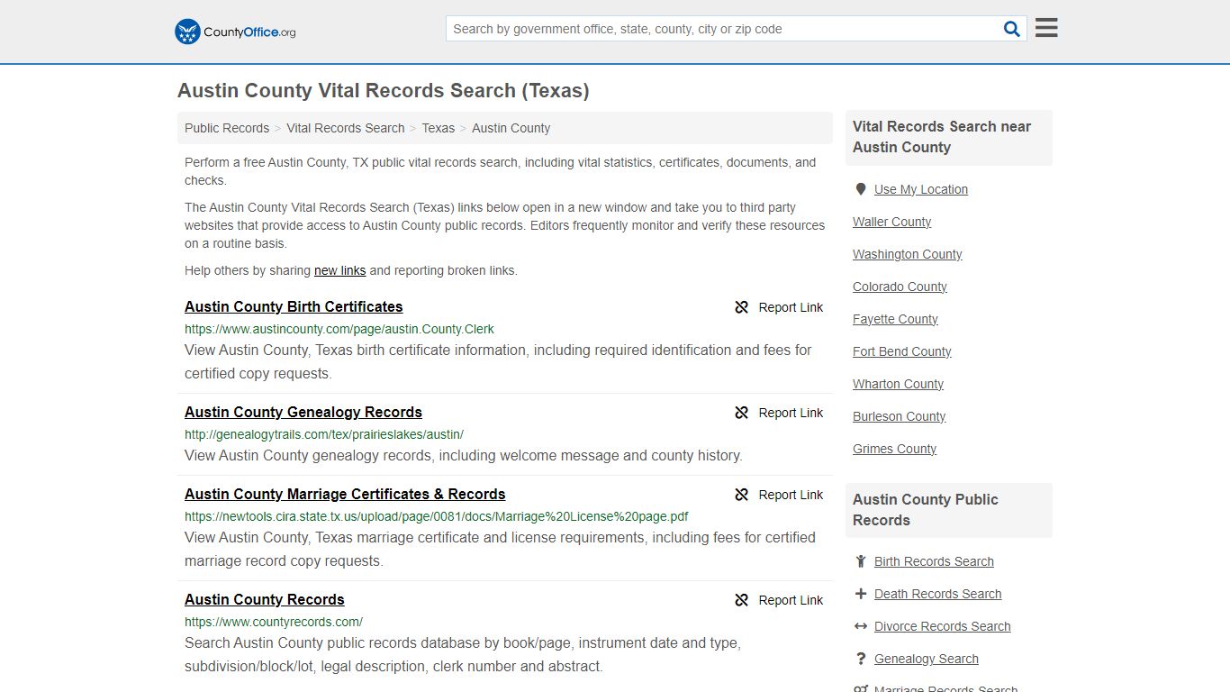 Vital Records Search - Austin County, TX (Birth, Death, Marriage ...